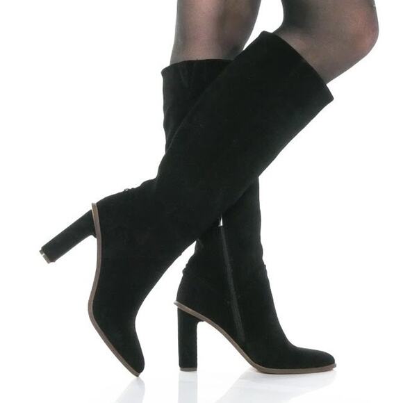 Vince Camuto Size 8M Black Verona Phranzie Leather Tall...